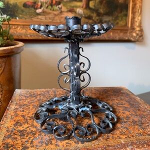 Black Ornate Swirly Made in Spain Candlestick Holder